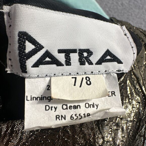 VTG 80's Patra Metallic Gold Lamé Peplum Top Puff Sleeve Size 7/8 Retro Glam - Picture 3 of 6